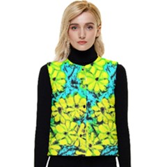 Chrysanthemums Women s Short Button Up Puffer Vest