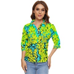 Chrysanthemums Women s Quarter Sleeve Pocket Shirt