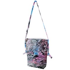 Abstract Waves Module Folding Shoulder Bag by kaleidomarblingart