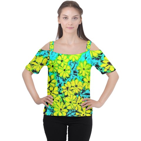 Chrysanthemums Cutout Shoulder Tee by Hostory