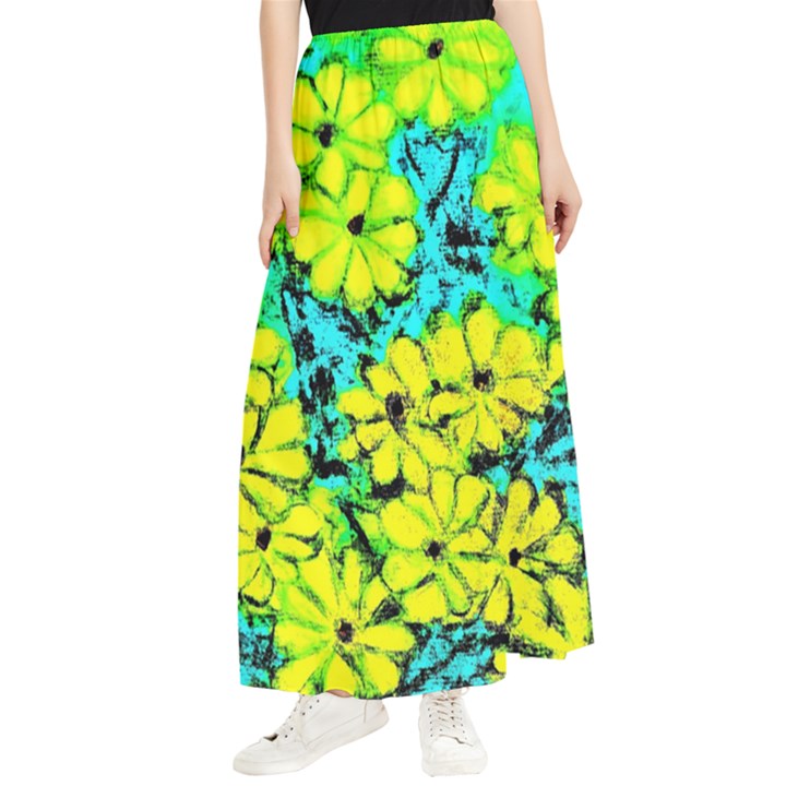 Chrysanthemums Maxi Chiffon Skirt