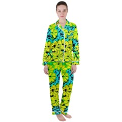 Chrysanthemums Satin Long Sleeve Pajamas Set by Hostory