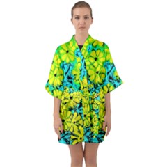 Chrysanthemums Half Sleeve Satin Kimono  by Hostory