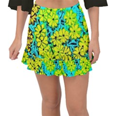 Chrysanthemums Fishtail Mini Chiffon Skirt by Hostory