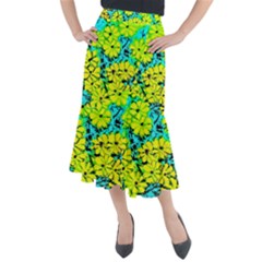 Chrysanthemums Midi Mermaid Skirt by Hostory