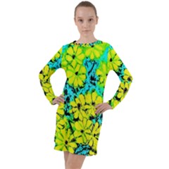 Chrysanthemums Long Sleeve Hoodie Dress by Hostory