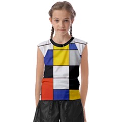 Composition A By Piet Mondrian Kids  Raglan Cap Sleeve Tee