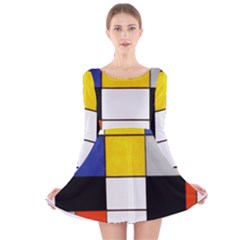 Composition A By Piet Mondrian Long Sleeve Velvet Skater Dress by impacteesstreetweareight