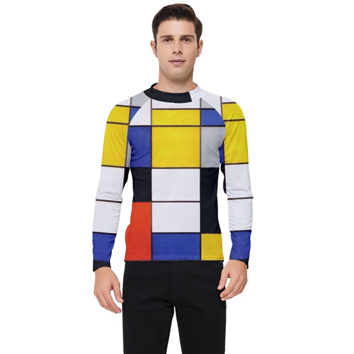 Composition A By Piet Mondrian Men s Long Sleeve Rash Guard