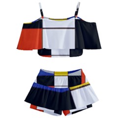 Composition A By Piet Mondrian Kids  Off Shoulder Skirt Bikini by impacteesstreetweareight