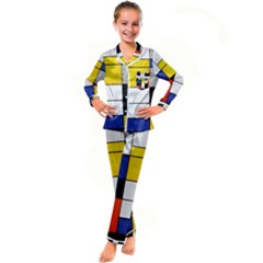 Composition A By Piet Mondrian Kid s Satin Long Sleeve Pajamas Set