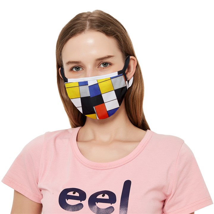 Composition A By Piet Mondrian Crease Cloth Face Mask (Adult)