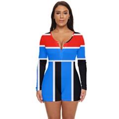 Crossing Lines Long Sleeve Boyleg Swimsuit