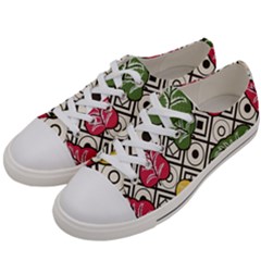 Leaves Foliage Batik Seamless Women s Low Top Canvas Sneakers by Amaryn4rt