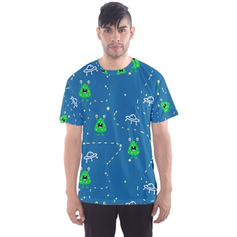 Funny Aliens With Spaceships Men s Sport Mesh Tee by SychEva