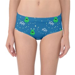 Funny Aliens With Spaceships Mid-waist Bikini Bottoms by SychEva