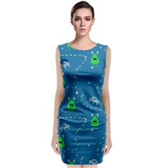 Funny Aliens With Spaceships Classic Sleeveless Midi Dress by SychEva