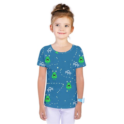 Funny Aliens With Spaceships Kids  One Piece Tee by SychEva