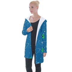 Funny Aliens With Spaceships Longline Hooded Cardigan by SychEva