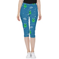 Funny Aliens With Spaceships Inside Out Lightweight Velour Capri Leggings  by SychEva