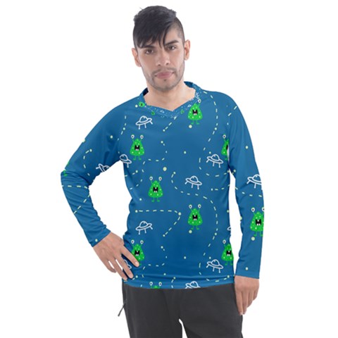 Funny Aliens With Spaceships Men s Pique Long Sleeve Tee by SychEva