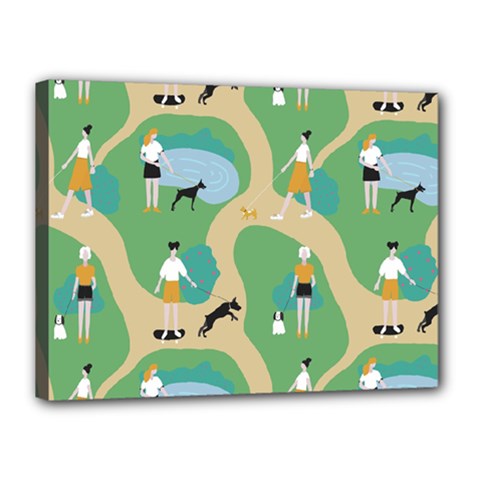 Girls With Dogs For A Walk In The Park Canvas 16  X 12  (stretched) by SychEva