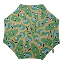 Girls With Dogs For A Walk In The Park Hook Handle Umbrellas (small) by SychEva