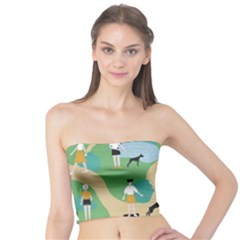 Girls With Dogs For A Walk In The Park Tube Top by SychEva