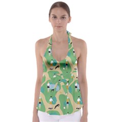 Girls With Dogs For A Walk In The Park Babydoll Tankini Top by SychEva