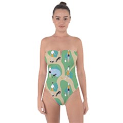 Girls With Dogs For A Walk In The Park Tie Back One Piece Swimsuit by SychEva