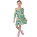 Girls With Dogs For A Walk In The Park Kids  Long Sleeve Velvet Dress View1