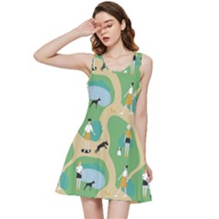 Girls With Dogs For A Walk In The Park Inside Out Racerback Dress by SychEva