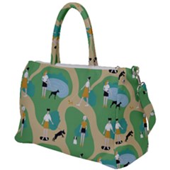 Girls With Dogs For A Walk In The Park Duffel Travel Bag by SychEva