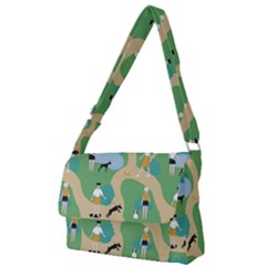 Girls With Dogs For A Walk In The Park Full Print Messenger Bag (l) by SychEva