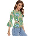 Girls With Dogs For A Walk In The Park Bell Sleeve Top View3