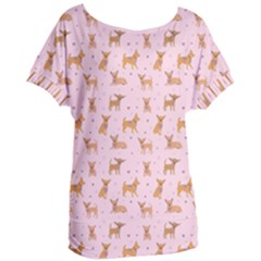 Cute Chihuahua With Sparkles On A Pink Background Women s Oversized Tee by SychEva