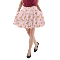 Cute Chihuahua With Sparkles On A Pink Background A-line Pocket Skirt by SychEva