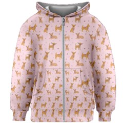 Cute Chihuahua With Sparkles On A Pink Background Kids  Zipper Hoodie Without Drawstring by SychEva