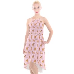 Cute Chihuahua With Sparkles On A Pink Background High-low Halter Chiffon Dress  by SychEva