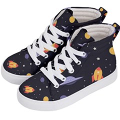 Cosmos Rockets Spaceships Ufos Kids  Hi-top Skate Sneakers by Amaryn4rt