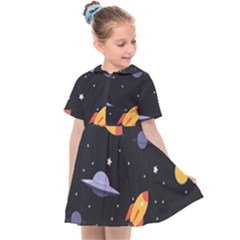 Cosmos Rockets Spaceships Ufos Kids  Sailor Dress by Amaryn4rt