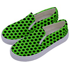 Metallic Mesh Screen-green Kids  Canvas Slip Ons by impacteesstreetweareight