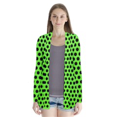 Metallic Mesh Screen-green Drape Collar Cardigan by impacteesstreetweareight