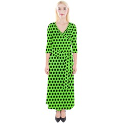 Metallic Mesh Screen-green Quarter Sleeve Wrap Maxi Dress by impacteesstreetweareight