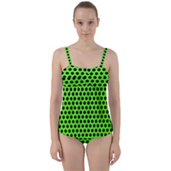 Metallic Mesh Screen-green Twist Front Tankini Set by impacteesstreetweareight