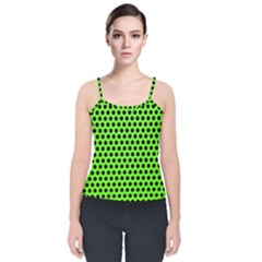 Metallic Mesh Screen-green Velvet Spaghetti Strap Top by impacteesstreetweareight