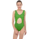 Metallic Mesh Screen-green Center Cut Out Swimsuit View1