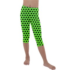 Metallic Mesh Screen-green Kids  Lightweight Velour Capri Leggings  by impacteesstreetweareight