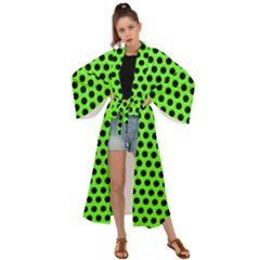 Metallic Mesh Screen-green Maxi Kimono by impacteesstreetweareight