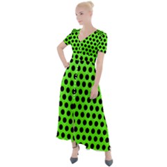 Metallic Mesh Screen-green Button Up Short Sleeve Maxi Dress by impacteesstreetweareight